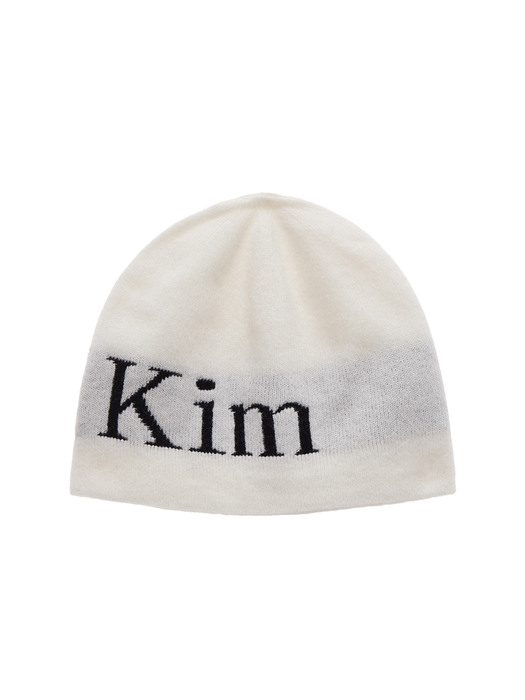 LOGO JACQUARD SHORT BEANIE IN WHITE