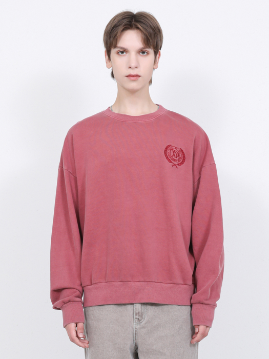T015 PIGMENT OVER-FIT SWEAT SHIRT_RED