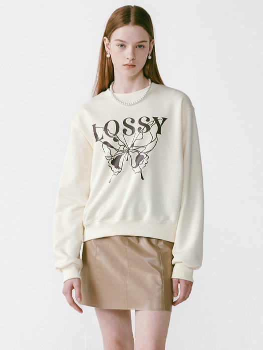 Lossy Butterfly Sweatshirt Cream