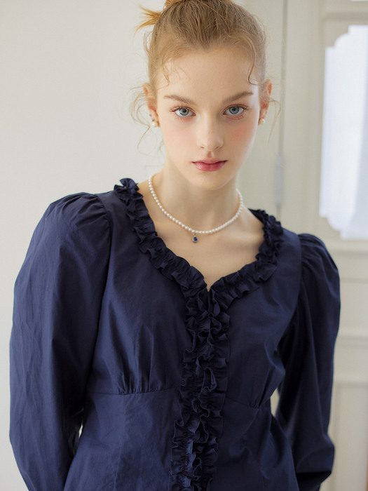 FRILL POINT COTTON BLOUSE_3COLOR