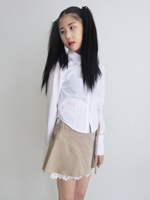 COLOR PIPING SHIRT WHITE