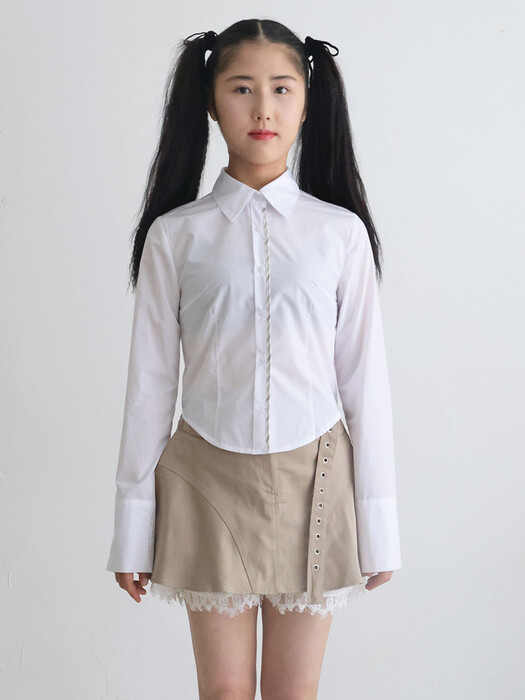 COLOR PIPING SHIRT WHITE