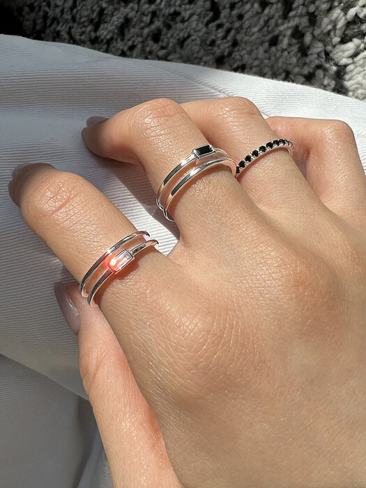 [925silver] Double line point ring (2color)