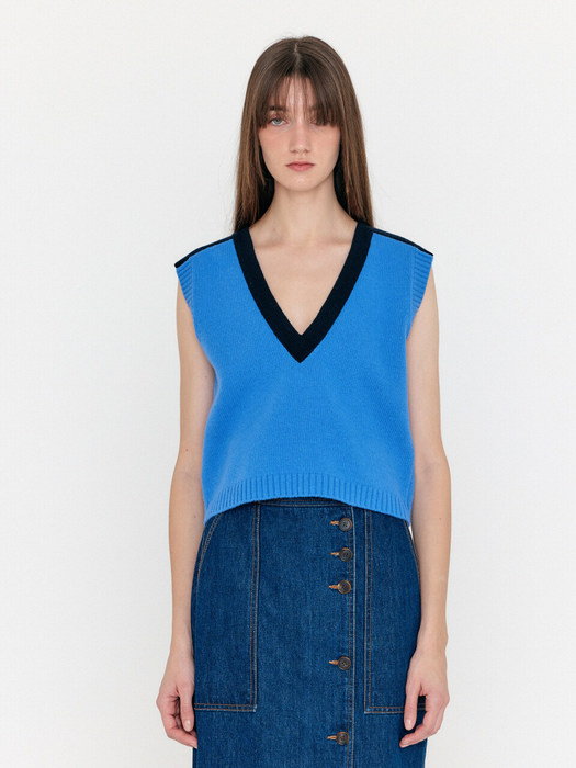 [EXCLUSIVE] Knit Vest - Blue/Navy