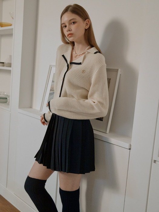 BANDING PLEATS MINI SKIRT_BLACK