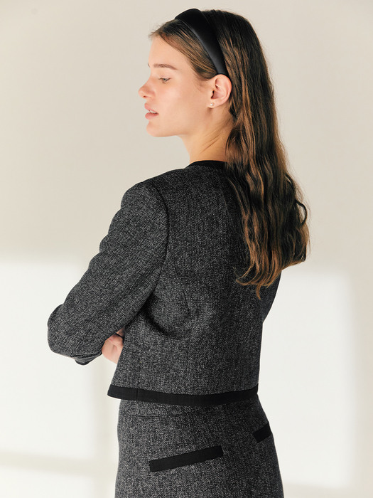 FREYA Combination cropped jacket (Melange charcoal)