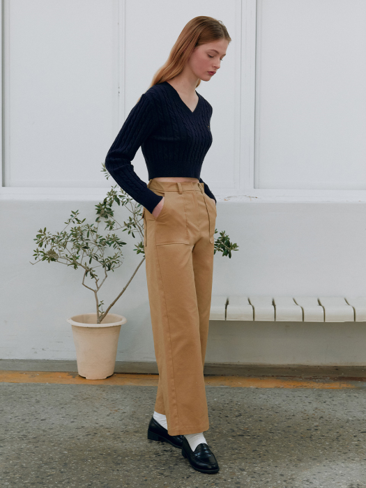 COTTON POCKET PANTS BEIGE