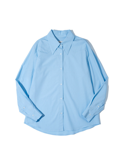 A3441 Retro Western shirt_Sky blue