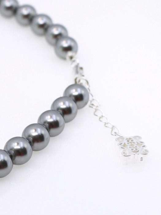 Classic Anagram Pearl Necklace[Grey/92.5Silver]