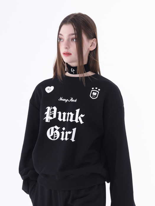0 8 punk girl sweatshirt - BLACK