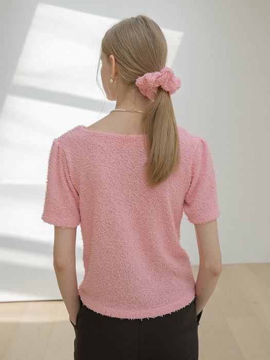 Scrunchie Half Sleeve Knit  Pink