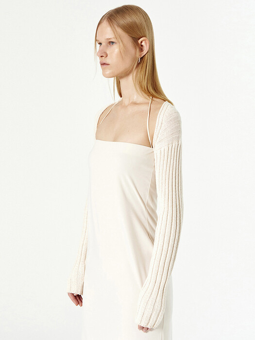 WIDE RIBBED KNIT BOLERO (ivory)