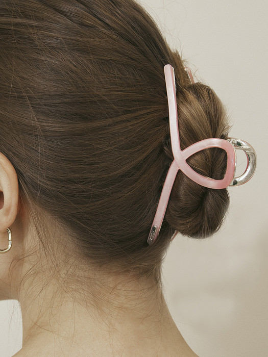 Plain twist hair claw clip (Light pink)