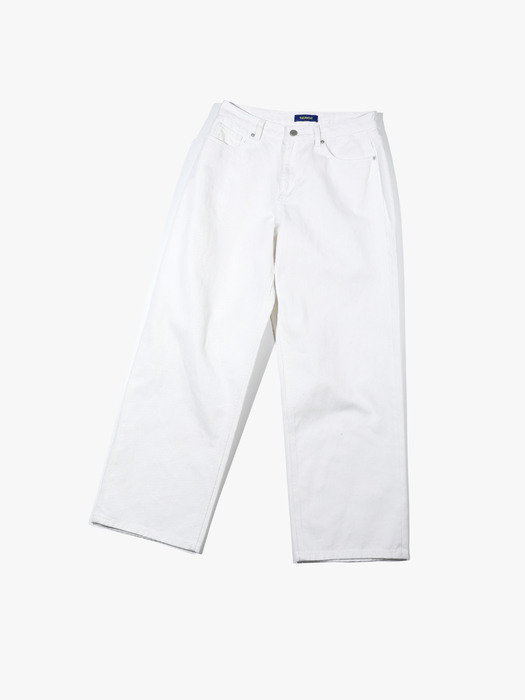 Semi Wide Denim Pants V1_White