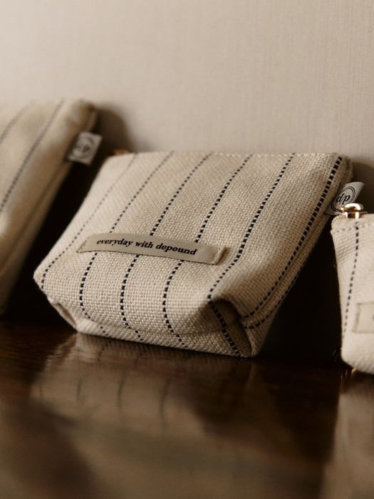 canvas charm pouch - ivory stripe