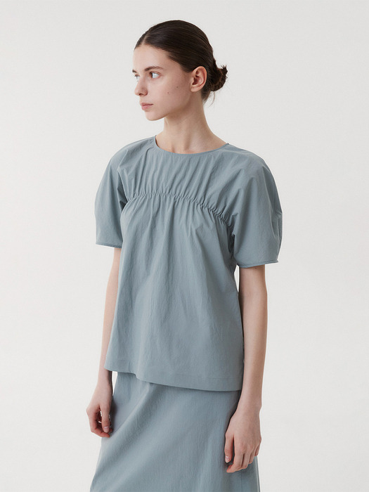 SHIRRING BLOUSE (GREYBLUE)