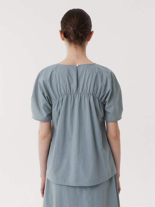 SHIRRING BLOUSE (GREYBLUE)