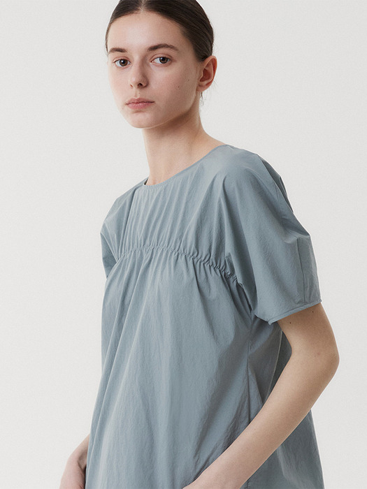 SHIRRING BLOUSE (GREYBLUE)