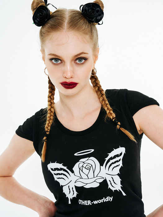 Rose Butterfly T-shirt [Black]