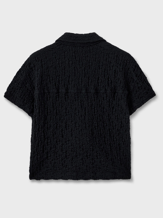 코튼 엠보 하프 셔츠 (블랙)