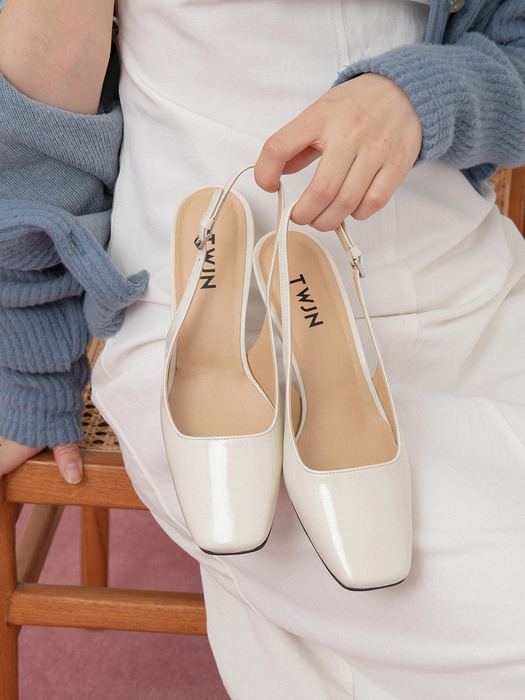 Classy Square Slingback - Cream