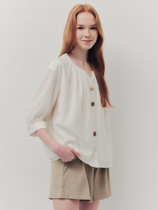 WED_French linen button blouse_WHITE
