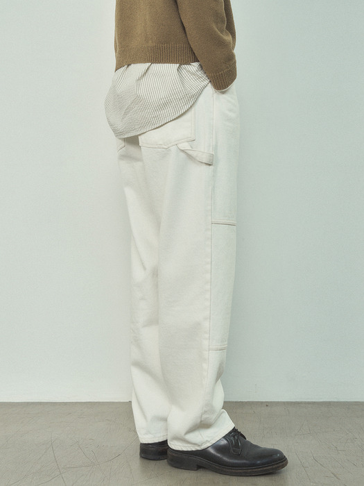 P10022 Color carpenter pants_Cream