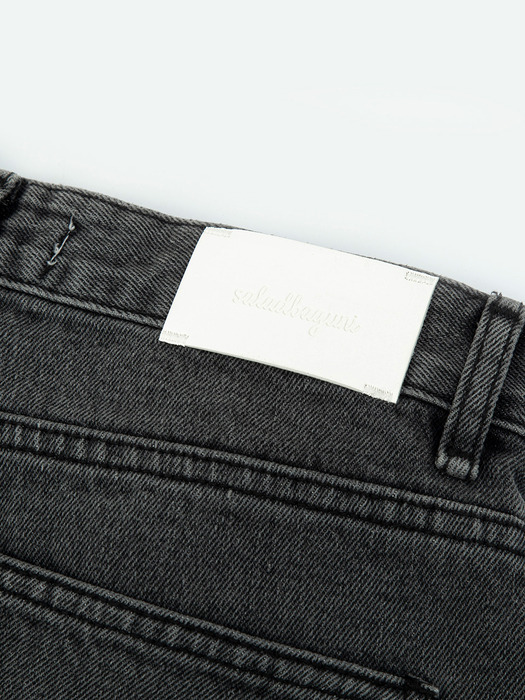 Hotfix Semi Wide Denim Jeans_bleached black