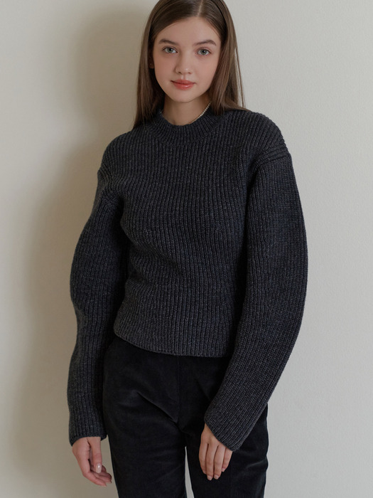 Peony volume knit (charcoal)