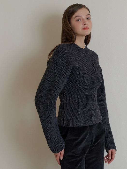 Peony volume knit (charcoal)