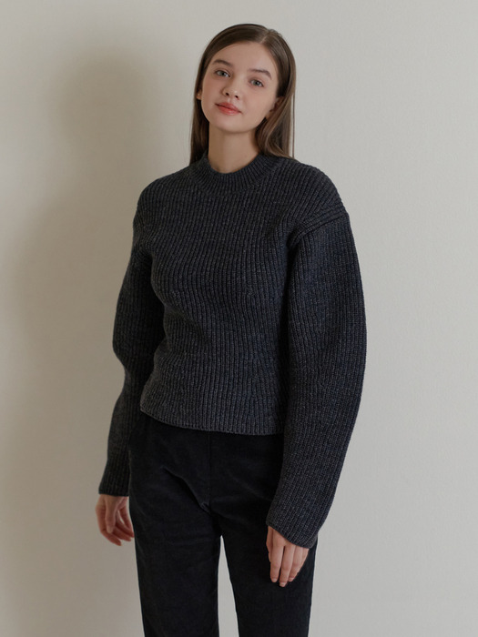 Peony volume knit (charcoal)