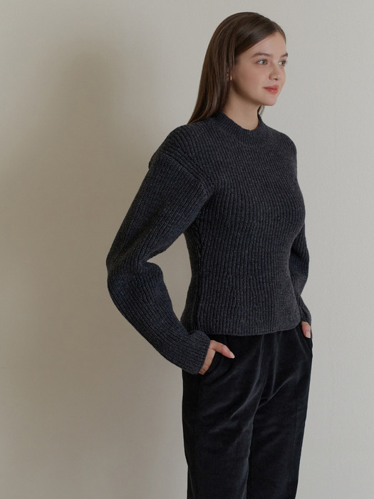 Peony volume knit (charcoal)