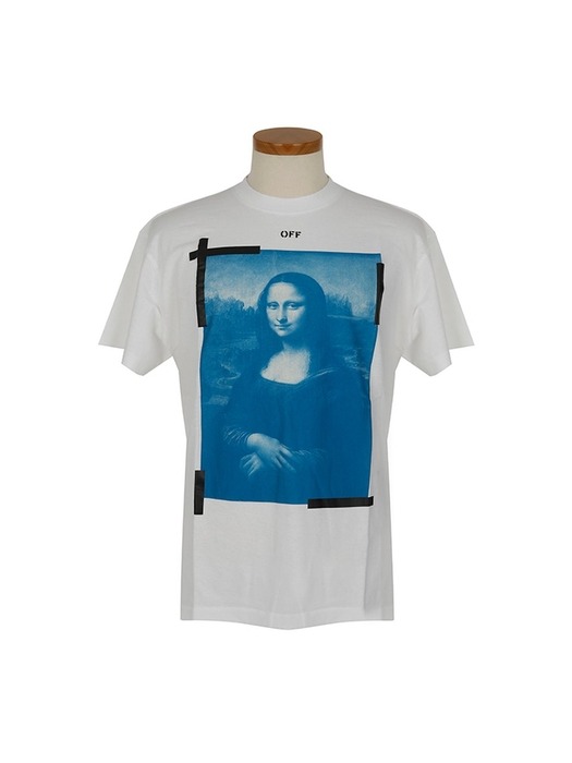 [오프화이트] OMAA038R21JER0010110/블루 모나리자 화이트 오버 티셔츠