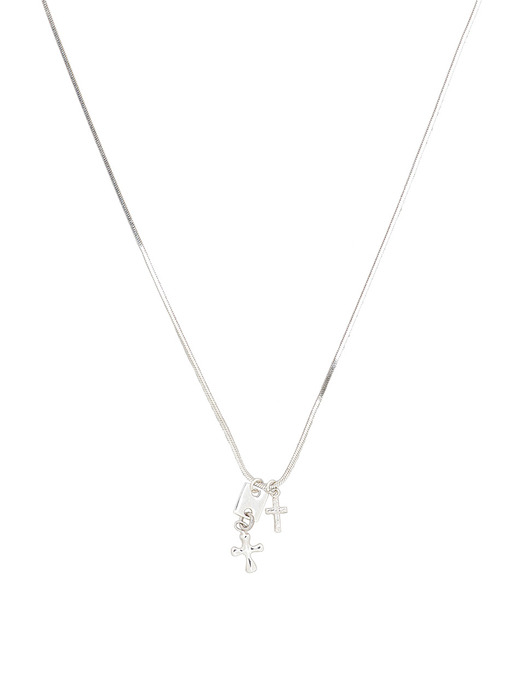 [silver925] double cross necklace