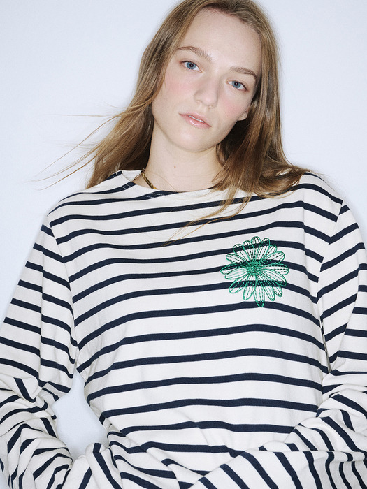 TSHIRT LONG SLEEVE STRIPE_IVORY GREEN