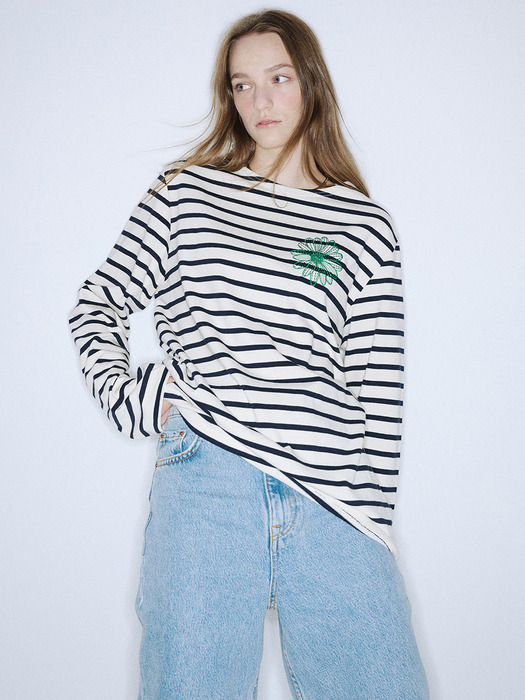 TSHIRT LONG SLEEVE STRIPE_IVORY GREEN