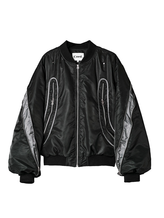 CURVED-ZIP DOWN BOMBER_BK