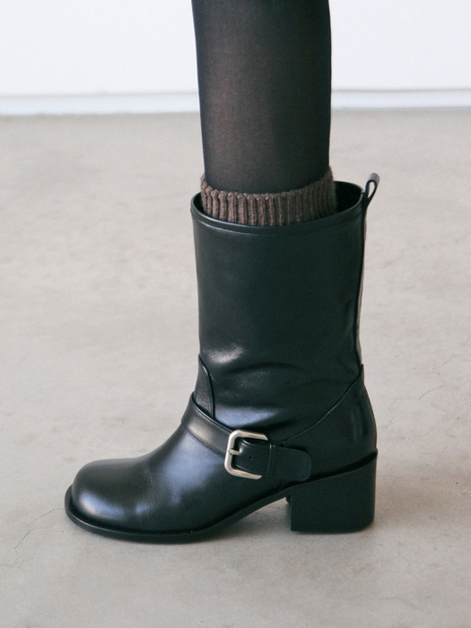 volume toe buckle middle boots_CB0122(black)