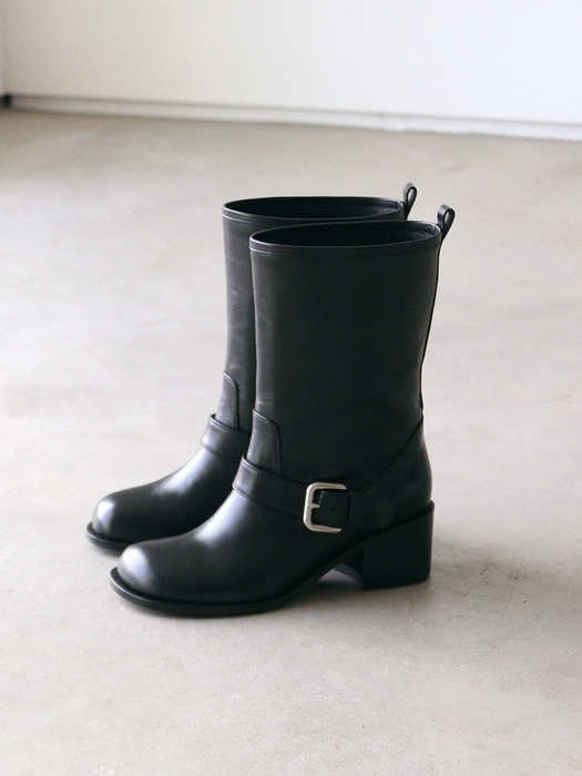 volume toe buckle middle boots_CB0122(black)