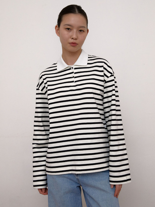 Stripe polo T-Shirts (White)