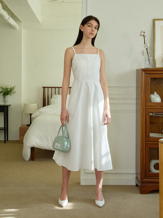 String layered long dress set - white