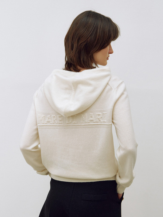 Logo Embroidery Knit Hoodie Ivory