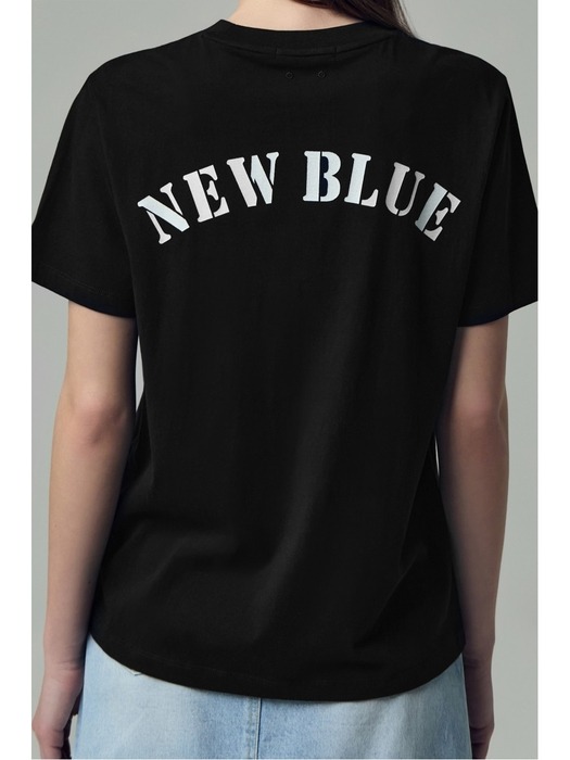 (PW2E3TTO618NBK) 뉴 블루 타이포 티셔츠