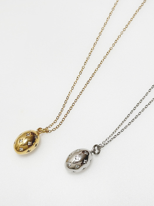 Crystal Egg Ball Necklace / 2color