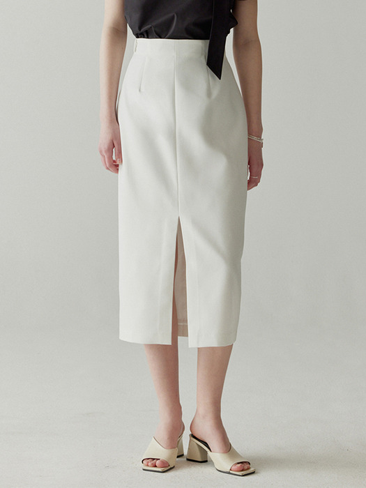 Classic Slit Skirt(White)