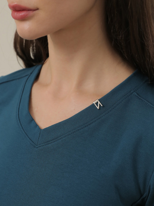 N Logo V neck Span T-shirt (Cobalt blue)