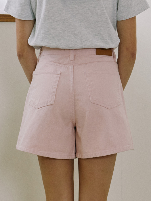 Button Detail Twill Shorts - Pink