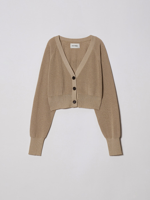 BACK FRINGE CARDIGAN [BEIGE]