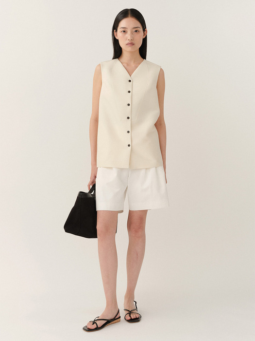 RS24 Silk Button Vest Ivory