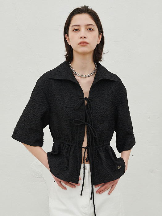 OPEN COLLAR STRING CARDIGAN (2COLOR)